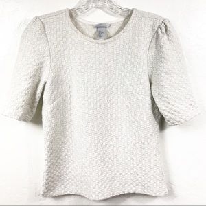 H&M Off White & Metallic Thread Knit Top